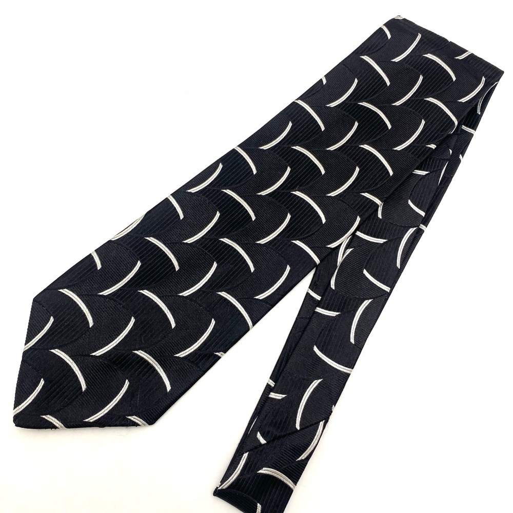 Hugo Boss Black/Silver Abstract Silk Necktie